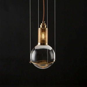 Opal Round Glass Sphere Midcentury Pendant Light