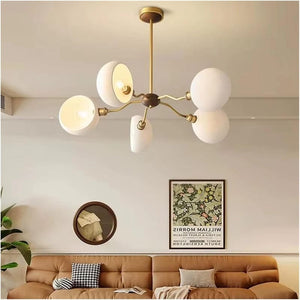Orion - White Glass Pendant Lamp with Antique Brass