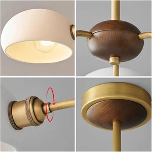 Orion - White Glass Pendant Lamp with Antique Brass