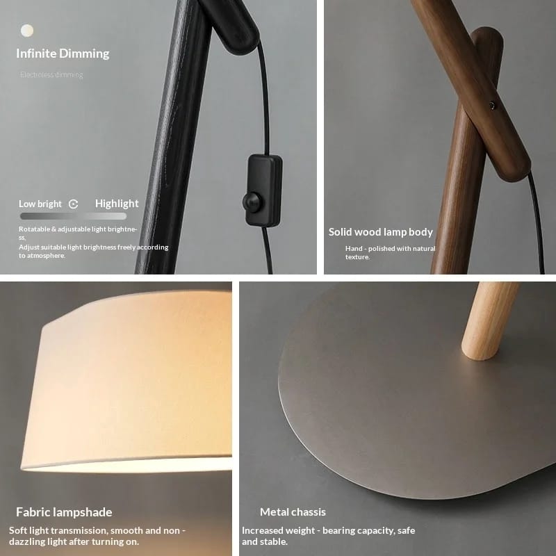 Ottavio Fabric Shade Wood Floor Lamp