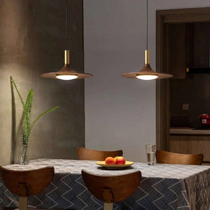 Petrica - Walnut Brass Pendant Lamp with Wooden Shade