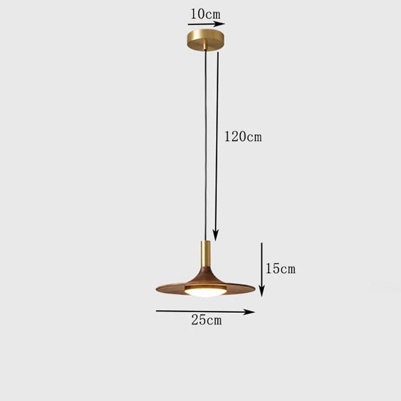 Petrica - Walnut Brass Pendant Lamp with Wooden Shade