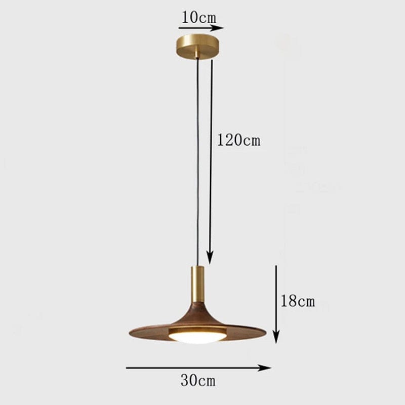 Petrica - Walnut Brass Pendant Lamp with Wooden Shade