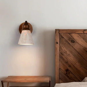 Renwick Yellow Travertine LED Wall Sconce for Bedroom Decor