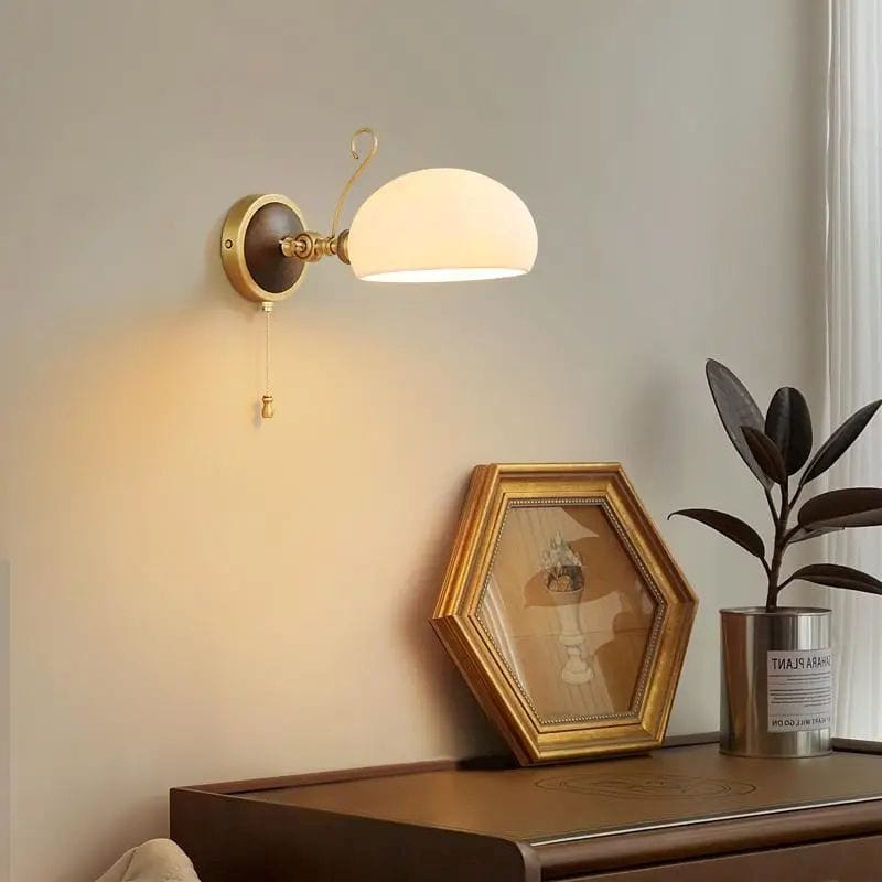 Retro Full Copper Wall Lamp-Rotatable Ceramic and Solid Wood Design