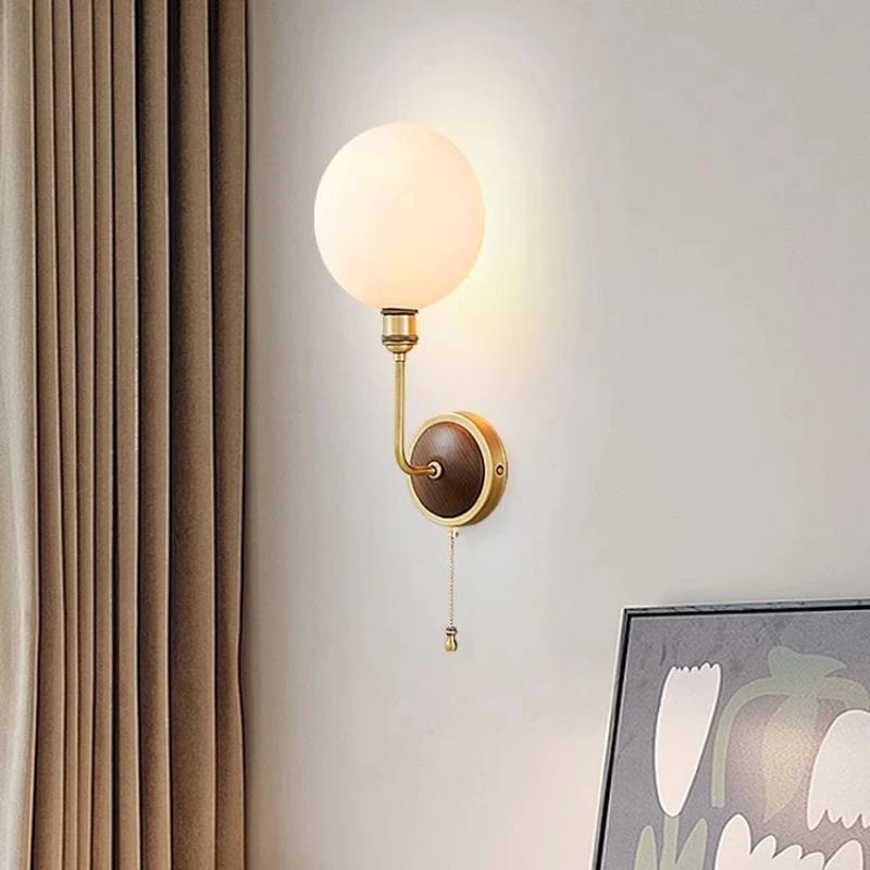 Retro Full Copper Wall Lamp-Rotatable Ceramic and Solid Wood Design