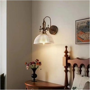 Retro Style Decorative Wall Lamp made of Copper and Glass