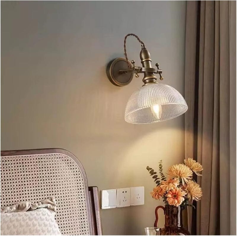 Retro Style Decorative Wall Lamp made of Copper and Glass