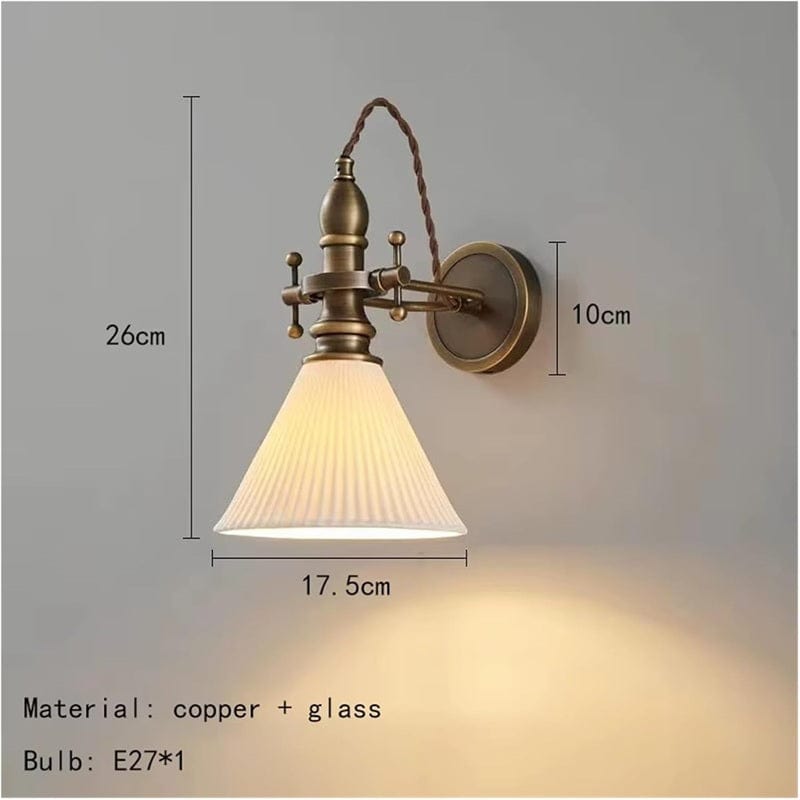 Retro Style Decorative Wall Lamp made of Copper and Glass