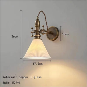Retro Style Decorative Wall Lamp made of Copper and Glass