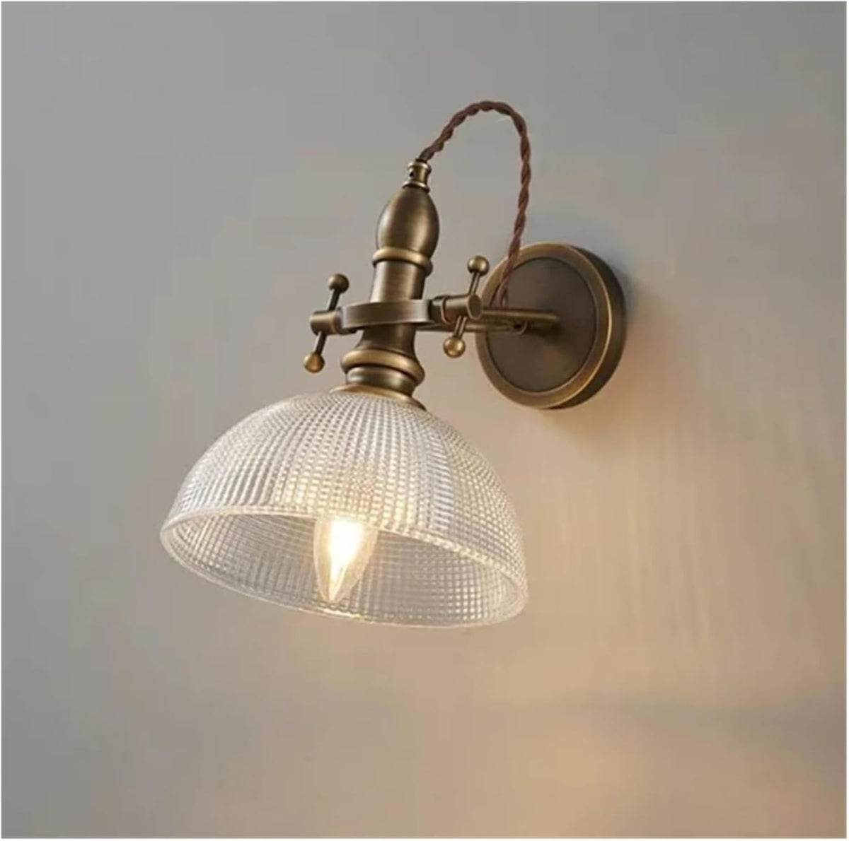 Retro Style Decorative Wall Lamp made of Copper and Glass