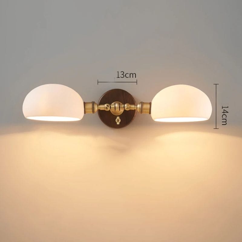 Retro Full Copper Wall Lamp-Rotatable Ceramic and Solid Wood Design