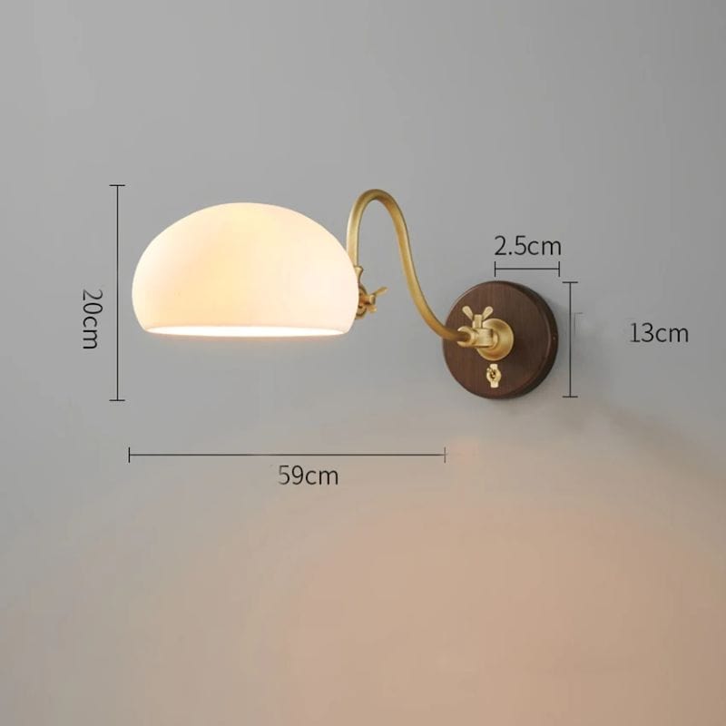 Retro Full Copper Wall Lamp-Rotatable Ceramic and Solid Wood Design