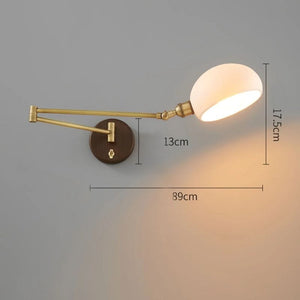 Retro Full Copper Wall Lamp-Rotatable Ceramic and Solid Wood Design