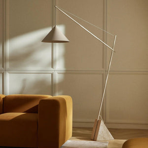 Reyna Reading Lamp with Travertine Base, Light Beige