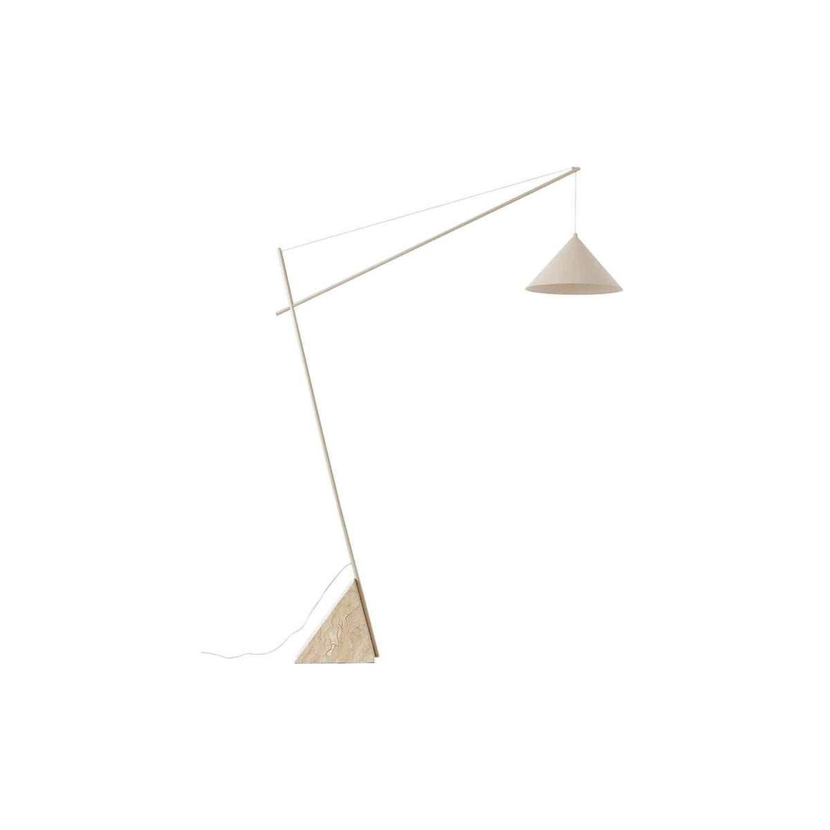 Reyna Reading Lamp with Travertine Base, Light Beige