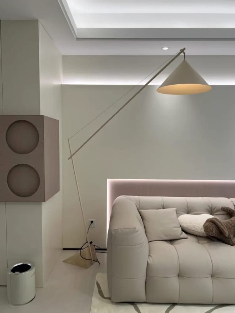 Reyna Reading Lamp with Travertine Base, Light Beige