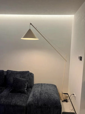 Reyna Reading Lamp with Travertine Base, Light Beige