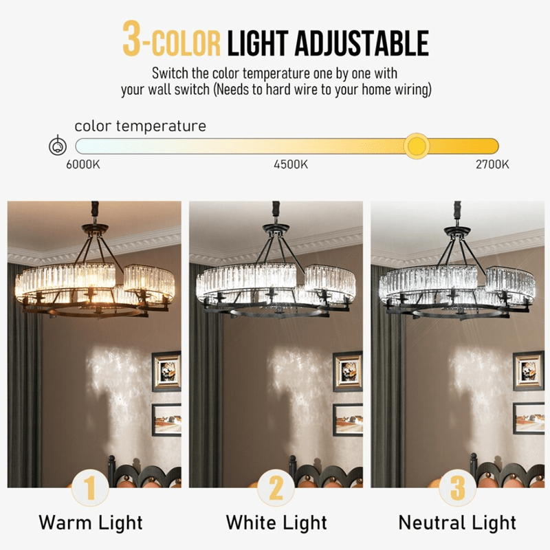 Round Shape Antique Black Industrial Crystal Chandelier