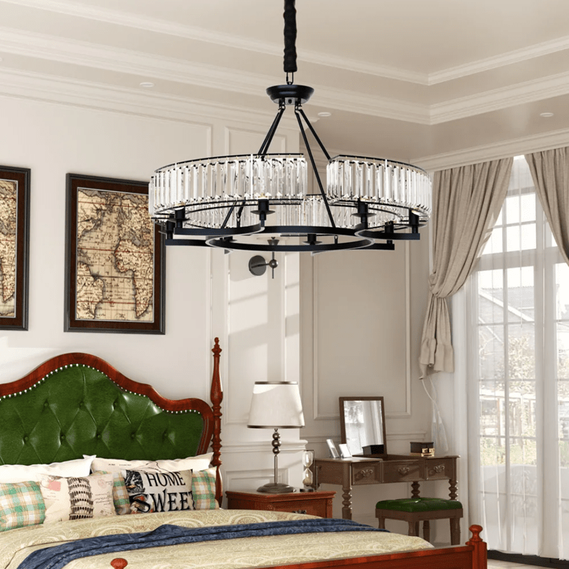 Round Shape Antique Black Industrial Crystal Chandelier