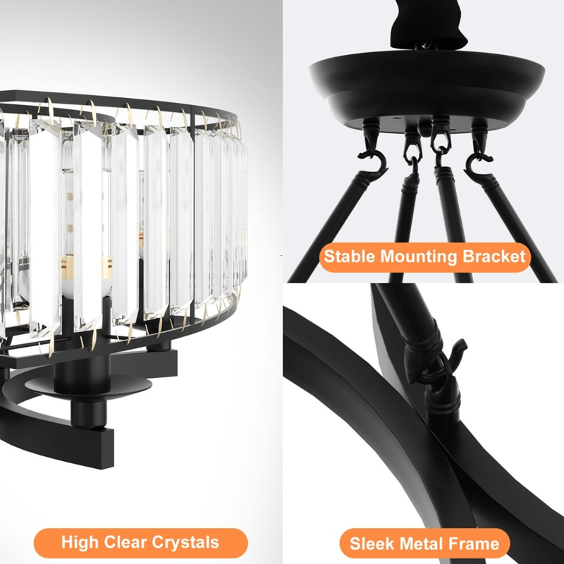 Round Shape Antique Black Industrial Crystal Chandelier