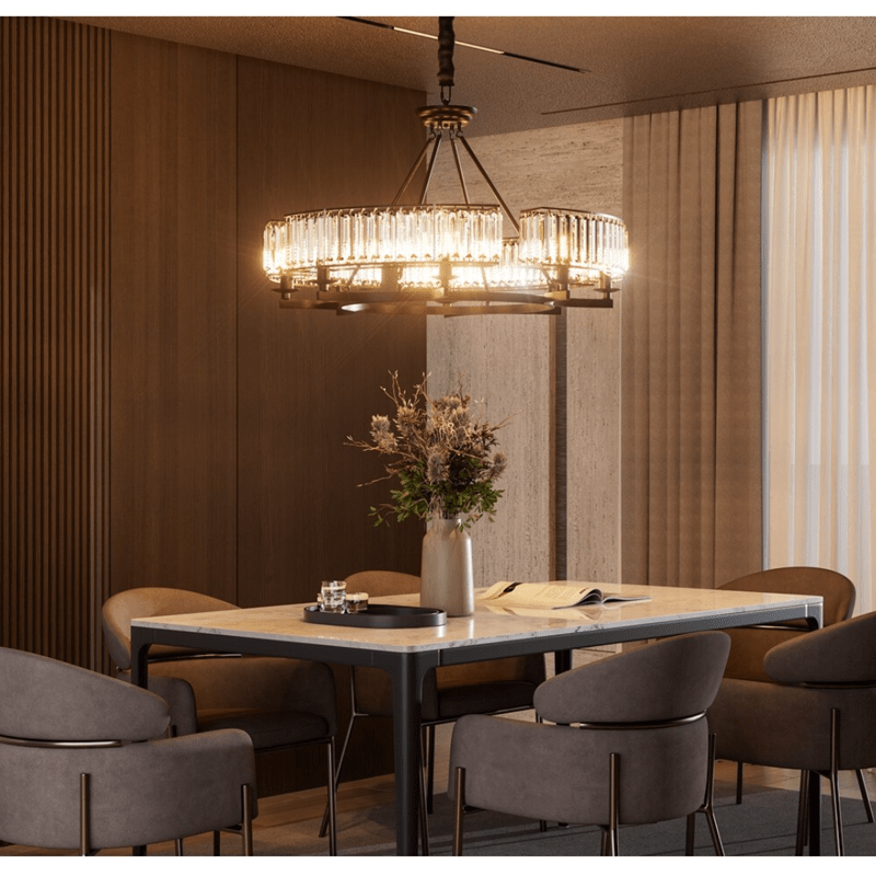 Round Shape Antique Black Industrial Crystal Chandelier