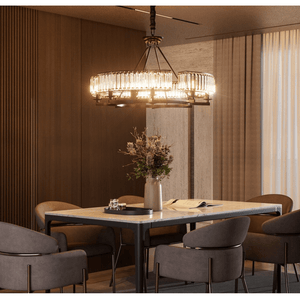 Round Shape Antique Black Industrial Crystal Chandelier