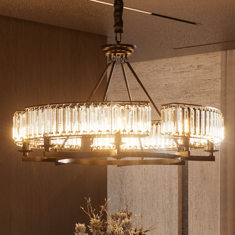 Round Shape Antique Black Industrial Crystal Chandelier