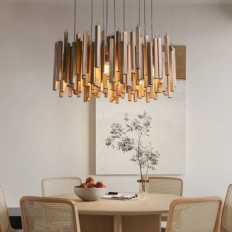 Savia: Wood Modern Chandelier - Contemporary Wood Chandelier - Wooden Chandeliers For Dining Room