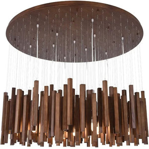 Savia: Wood Modern Chandelier - Contemporary Wood Chandelier - Wooden Chandeliers For Dining Room