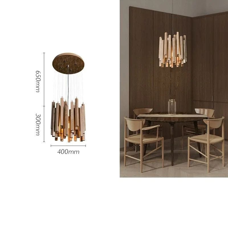 Savia: Wood Modern Chandelier - Contemporary Wood Chandelier - Wooden Chandeliers For Dining Room