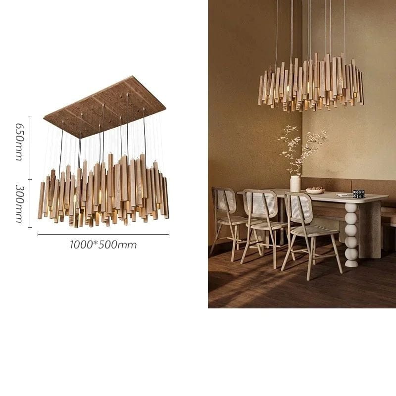 Savia: Wood Modern Chandelier - Contemporary Wood Chandelier - Wooden Chandeliers For Dining Room