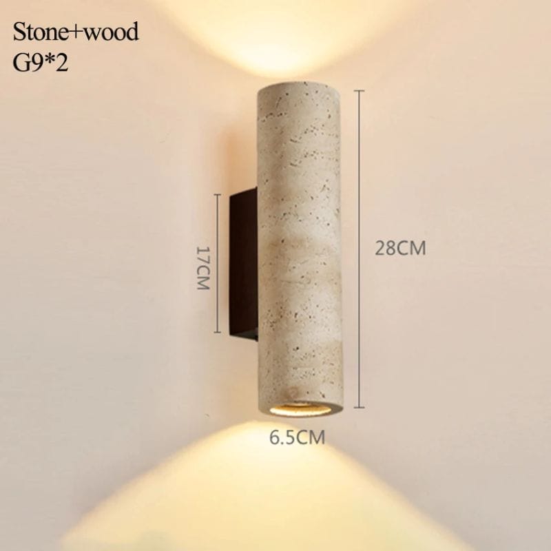 Silk-Japanese Style Natural Yellow Travertine Wall Sconce