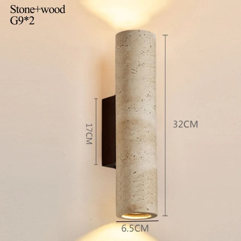 Silk-Japanese Style Natural Yellow Travertine Wall Sconce