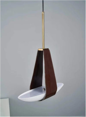 Terry - Minimalist Design Pendant Lamp in Crystal and Leather