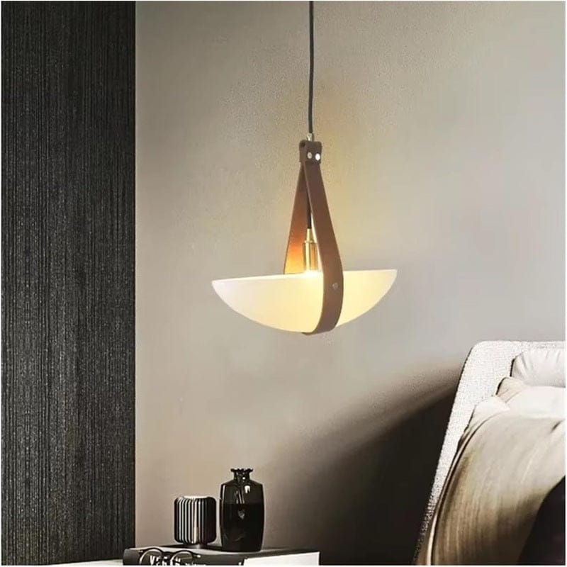 Terry - Minimalist Design Pendant Lamp in Crystal and Leather