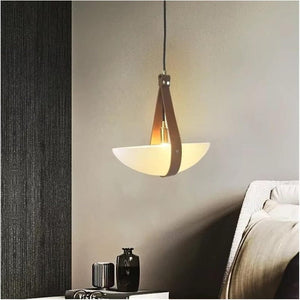 Terry - Minimalist Design Pendant Lamp in Crystal and Leather