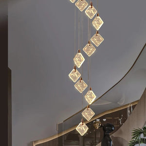 Vittoria - Modern Long  Spiral Crystal Chandelier in Gold for Staircases