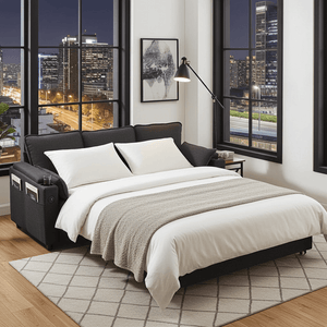 2-in-1 Sleeper Sofa Bed with Storage, USB & Cup Holder