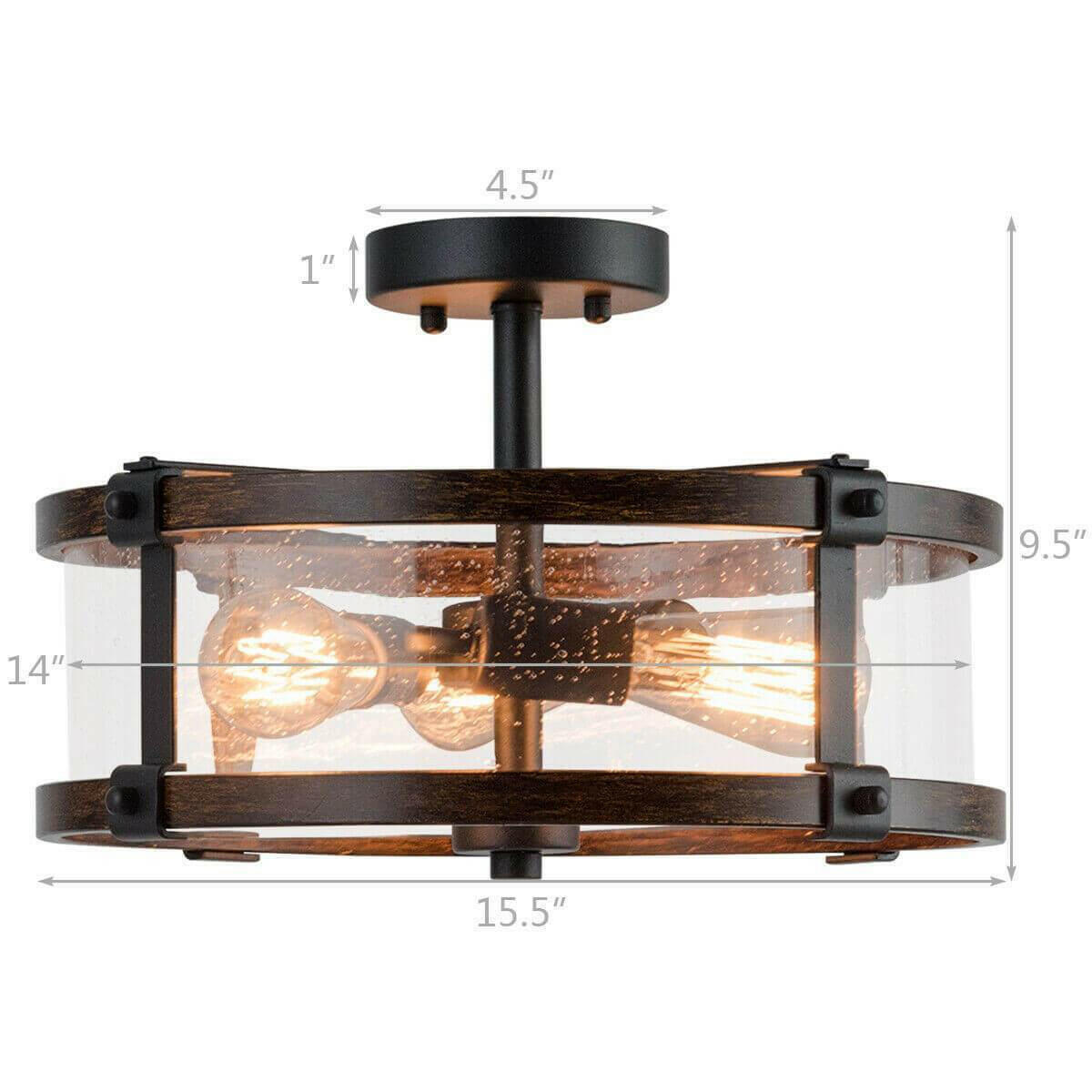 3-Light Living Room Retro Flush Mount Ceiling Light | Bright & Plus.