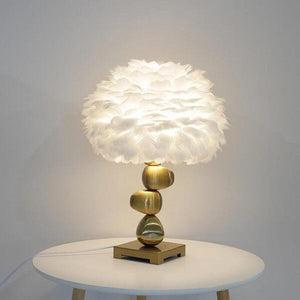 Atenas Feather Shade Metal Table Lamp | Bright & Plus.