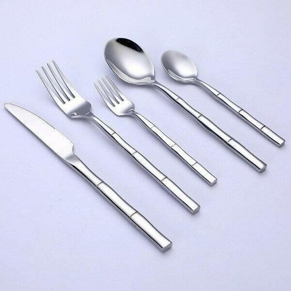 Aldomara Bamboo Gold/Silver Flatware | Bright & Plus.