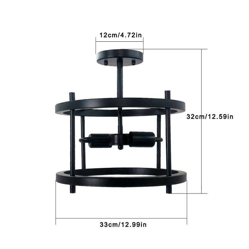 Alper - Retro 2-Light Semi Flush Mount Ceiling Light