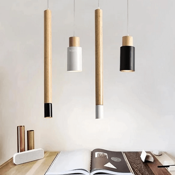 Ambrose - Modern Nordic Long Hanging Wood Light | Bright & Plus.