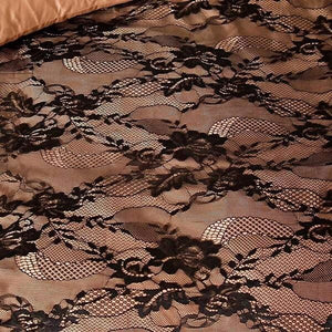 Ambrozeya Luxury Silk Cotton Black Lace Duvet Cover Set | Bright & Plus.