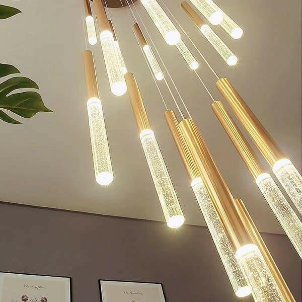 Annette - Linear Copper and Crystal Strand Chandelier | Bright & Plus.