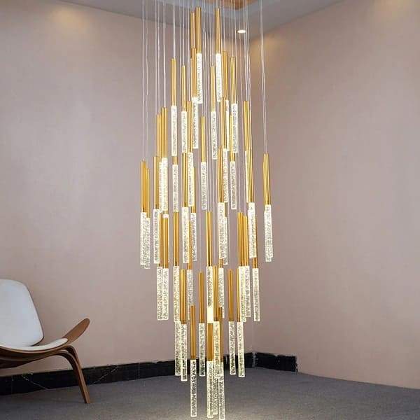 Annette - Linear Copper and Crystal Strand Chandelier | Bright & Plus.