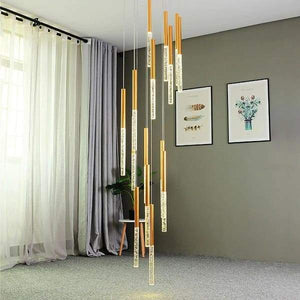 Annette - Linear Copper and Crystal Strand Chandelier | Bright & Plus.