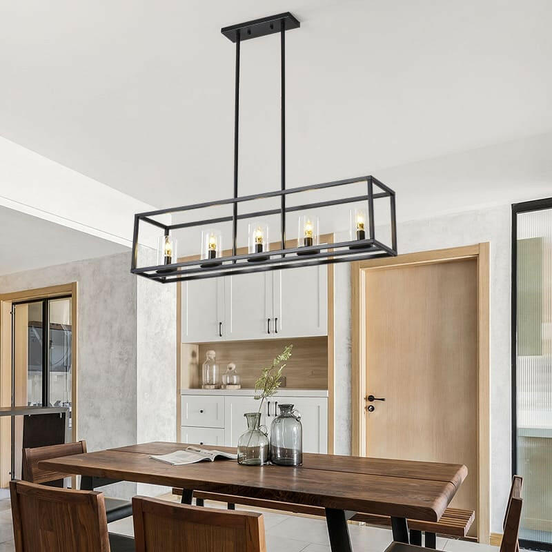 Aslan 5-Light Linear Rectangular Pendant Light - Modern and Sleek Lighting