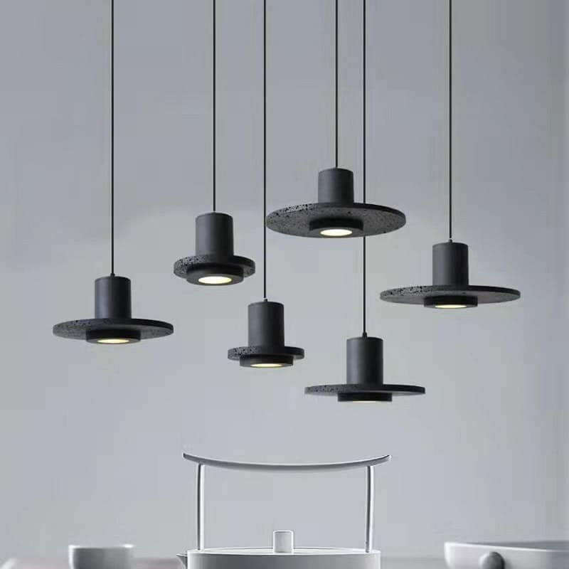 Black Volcanic Stone Pendant Light Minimalist | bright&plus
